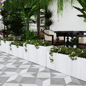 碳化防腐木花箱种菜箱木质花盆露台长方形屋顶花园白色种植箱特大
