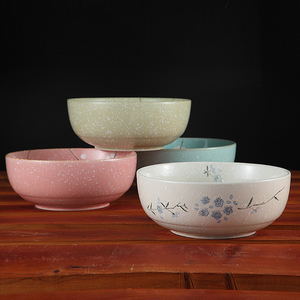 雪花瓷日式和风陶瓷碗餐具家用创意釉下彩泡面碗汤碗大号碗大汤勺