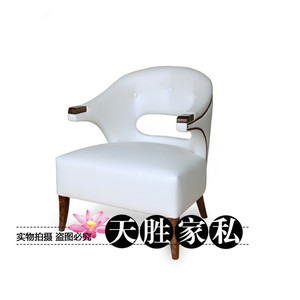 美式实木软包餐椅 新古典单人沙发椅 书桌椅梳妆休闲电脑皮艺椅子