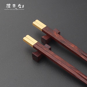 高级红酸枝木筷子实木无漆中式方头筷高档会所耐高温木质餐具10双