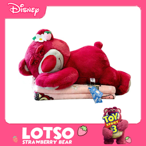 正版迪士尼草莓熊公仔抱枕毛绒玩具趴姿三合一毛毯睡觉玩偶礼物女