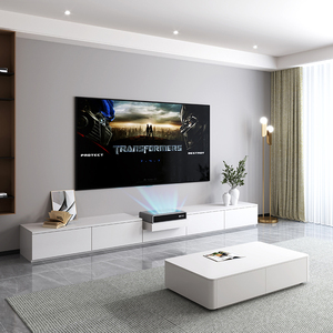 现代简约激光电视专用柜自动伸缩舜和智能投影仪白实木电视柜地台