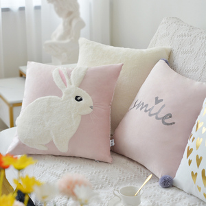 沙发抱枕ins风可爱枕头女生儿童抱枕套不含芯小兔子靠垫床上靠枕
