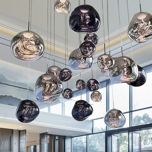 高级感熔岩灯装饰创意设计感餐厅loft公寓复式楼挑空客厅楼梯吊灯