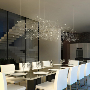 意大利设计师满天星长条灯光立方萤火虫水晶轻奢吧台餐桌餐厅吊灯