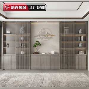 新中式博古架实木茶室多宝阁置物架办公室展示架隔断茶柜架子书架