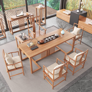 实木茶桌椅组合胡桃色新中式1米8阳台禅意泡茶桌家用功夫小茶台几