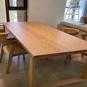 北欧风实木餐桌书桌原木风长方形白蜡木桌子一体家用饭桌实木桌子