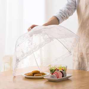 厨房蕾丝饭菜罩子圆形防苍蝇盖菜罩家用可折叠食物饭桌遮菜餐桌罩