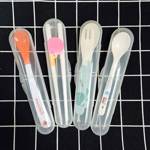 宝宝叉勺筷子收纳盒塑料婴儿外出便携透明防尘儿童餐具硅胶勺盒子