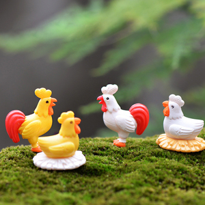 微景观造景装饰道具创意手工动物可爱小鸡摆件桌面花盆PVC公鸡母