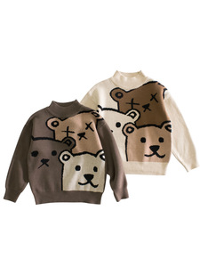 27kids童装春装毛衣细毛线冬季春秋季男童儿童可爱小熊针织衫品牌