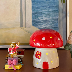 小蘑菇|ins可爱陶瓷台灯床头氛围感小夜灯女生卧室桌面装饰小摆件