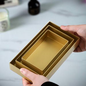 一纪家居黄铜收纳盒铜盒子长方形金属金色铜盘托盘客厅玄关置物盘
