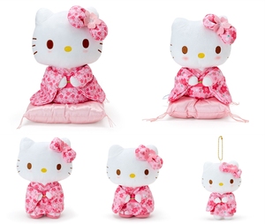 兔宝日本代购Sanrio三丽鸥Hello Kitty樱花和服浴衣公仔娃娃
