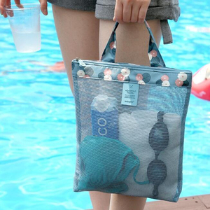 夏日游泳沙滩包泳装网眼收纳包便捷网状收纳袋子洗漱包运动手提包
