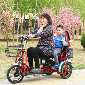 奥友老人代步车双人折叠电动三轮车自行车铅酸锂电体积小接送小孩