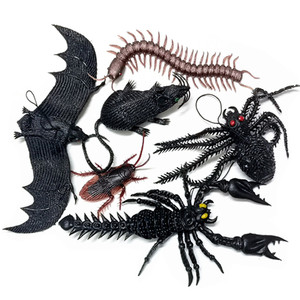 假蜘蛛仿真昆虫爬行动物模型套装儿童软胶玩具塑虫子蛇蜈蚣蝎子