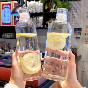 时间刻度玻璃杯家用耐高温水瓶高颜值杯子透明日式便携果汁柠檬杯