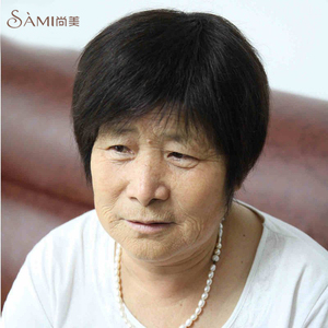 奶奶无痕适合老人瓜子脸女式40岁深棕色韩版老年人假发女短发黑色