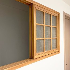 极简新式实木边框外框格栅原木框架夹长虹玻璃木窗推拉窗平开门窗