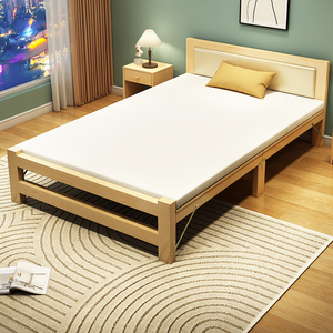 折叠床实木90cm单人床家用1.2米硬板办公室午休床木质床租房小床