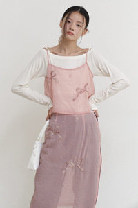 ●SOONSU 韩国设计师品牌 春夏 轻薄亮晶蝴蝶结少女吊带半裙套装