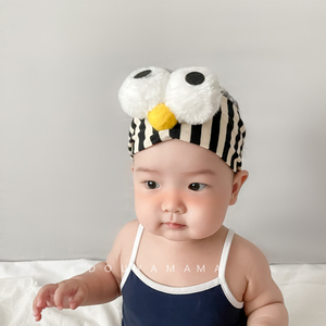 INS超火韩国婴儿童纯棉大眼睛护囟门芝麻街男女宝宝头发饰发带