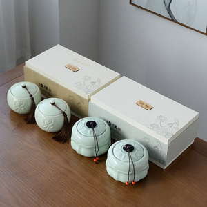 茶叶包装礼盒安吉白茶包装通用半斤绿茶红茶茶叶罐陶瓷罐双罐定制