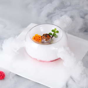 冒烟干冰餐具双层透明碗创意玻璃意境碗酒店会所分子料理美食器皿