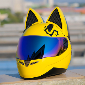 正品包邮猫耳朵摩托车头盔男个性酷全盔机车夏季女士猫耳安全帽