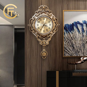 积匠美式黄铜挂钟客厅复古欧式豪华别墅静音钟表家用时尚创意时钟