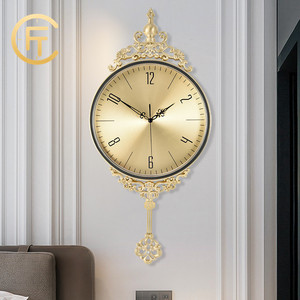 积匠纯铜挂钟客厅欧式别墅豪华轻奢时尚钟表创意家用装饰挂墙时钟