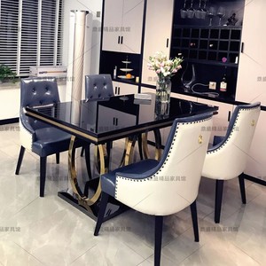 新古典实木餐椅组合美式一桌四椅样板房简约餐桌现代轻奢家具舒适