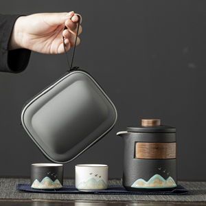 一壶二三杯旅行茶具快客杯套装便携式户外旅游陶瓷泡茶器定制logo
