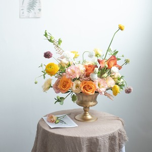 金色铁艺花瓶摆件客厅插花专用欧式复古轻奢装饰品高级感家用花盆