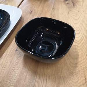 宜家巴克格深盘餐盘碗碟黑色钢化玻璃可微波餐饮盘子