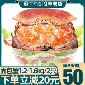 爱尔兰面包蟹1.2-1.6kg/2只新鲜熟冻海鲜水产特大超大螃蟹黄金蟹