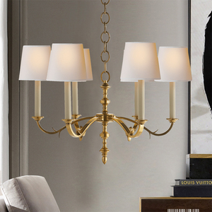美式全铜卧室吊灯轻奢设计师简约客厅餐厅书房纯铜个性创意vc灯具