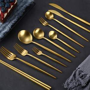 金色牛排刀叉盘子家用勺子筷子304不锈钢网红西餐餐具咖啡勺刀叉