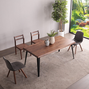 泊家挪亚家具北欧现代简约北美黑胡桃木实木书桌家用小户型餐桌椅
