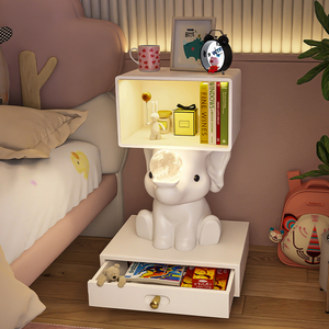 大象床头柜家用卧室置物架替代创意可爱卡通儿童房床边柜落地台灯