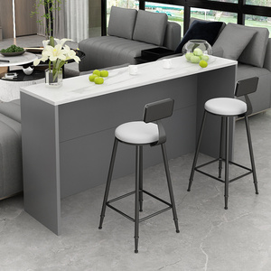 岩板吧台桌家用长条桌餐桌现代简约客厅隔断柜实木高脚桌厨房沙发