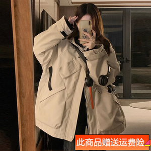 工装羽绒棉服少女冬装2024新款初中高中学生棉袄子派克服棉衣外套