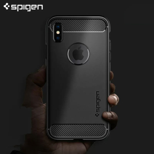 Spigen 适用苹果iPhone XS Max手机壳XS Max保护套碳黑纤维耐磨砂软硅胶气囊防摔xr全包边手机壳黑色新款个性