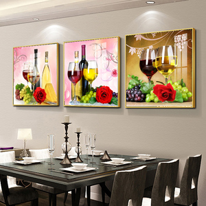 餐厅装饰画水果酒杯晶瓷画三联饭厅酒店冰晶玻璃走廊挂画客厅壁画