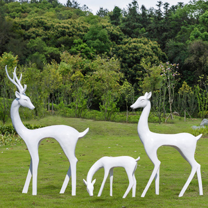 户外园林景观几何抽象鹿玻璃钢梅花鹿雕塑房地产动物装饰小品摆件