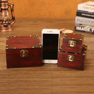 复古小木盒古典首饰收纳盒仿古木头盒子做旧迷你戒指盒礼品包装盒