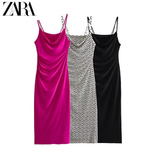 ZARA  新品女装夏褶皱领吊带裙修身性感显瘦连衣裙 1165134  630