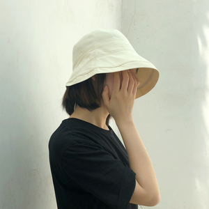 日本休闲宽沿遮阳渔夫帽女网红苏苏同款盆帽可折叠防晒度假太阳帽